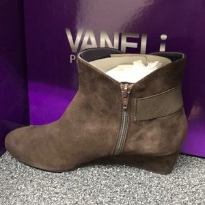 Vaneli Luna Tmoro Suede Wedge Booties